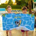 Toalla de playa personalizada con el nombre y de secado rápido diseño de animales marinos regalo de cumpleaños y fiesta en la piscina para niños