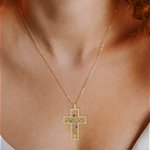 Personalized Cross 2-10 Birthstones Family Tree Necklace Dainty Jewelry Mother's Day Baptism Birthday Gift for Mom Grandma Christian