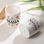 Personalized 1-12 Birth Flowers Ceramic Planter Pot with Drainage and Bamboo Base Birthday Mother's Day Gift for Mom Grandma