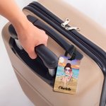Personalized Sky Blue Sunset Cartoon Character Luggage Tag with Name Travel Accessories Birthday Gift for Family Friends