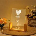 Personalised Fingerprint Tree My Sketch Photo LED Night Light with Years and Wooden Base Home Decor Valentine Mother's Day Anniversary Gift for Couple