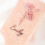 Personalized Birth Month Flower Hair Brush Mother's Day Bachelorette Party Birthday Gift for Women
