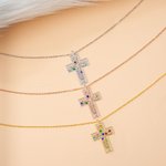 Personalized Cross 2-10 Birthstones Family Tree Necklace Dainty Jewelry Mother's Day Baptism Birthday Gift for Mom Grandma Christian