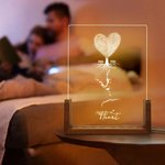 Personalised Fingerprint Tree My Sketch Photo LED Night Light with Years and Wooden Base Home Decor Valentine Mother's Day Anniversary Gift for Couple