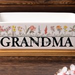 Personalized 1-12 Birth Flowers Ceramic Planter Pot with Drainage and Bamboo Base Birthday Mother's Day Gift for Mom Grandma