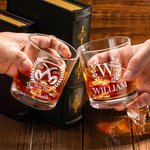 Personalizado grabado Golf Nombre Inicial Old Fashioned vasos de whisky a juego decantador de vidrio Cumpleaños Boda Aniversario de regalo para los hombres