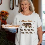 Personalized Floral Cute Bear Paw Print T-shirt Sweatshirt with Title and 1-12 Names Mother's Day Birthday Gift for Mom Grandma Family