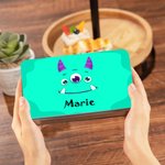 Personalizzato mostro fantasia unicorno dinosauro Food Grade metallo biscotto scatola di latta con nome Festa dei bambini regalo di compleanno per bambini famiglia