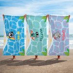Personalisiertes Niedliches Wal Schildkröte Meerestier Surfer Strandtuch mit Namen Schnelltrocknend Reisezubehör Pool Party Geschenk für Kinder