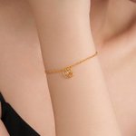 Personalized Minimalist Birth Flower Bracelet with Birthstone Mother's Day Birthday Anniversary Gift for Grandma Mom Her