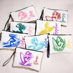 Personalized Multicolor Ocean Surfing Character Makeup Bag with Wrist Strap Travel Essentials Birthday Bridesmaid Gift for Surfing Lover