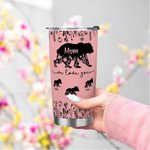 Personalisierte niedliche Mama Bär 20 oz Becher mit 1-12 Kind Bär Namen und Stroh Muttertag Geburtstag Geschenk für Mama Oma