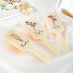 Personalized Birth Month Flower Hair Brush Mother's Day Bachelorette Party Birthday Gift for Women