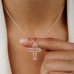 Personalized Cross 2-10 Birthstones Family Tree Necklace Dainty Jewelry Mother's Day Baptism Birthday Gift for Mom Grandma Christian