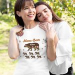 Personalized Floral Cute Bear Paw Print T-shirt Sweatshirt with Title and 1-12 Names Mother's Day Birthday Gift for Mom Grandma Family