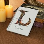 Personalisierte Aquarell Drachen Initial A5 Spiral Journal Notebook mit Text und 120 linierten Seiten Bürobedarf Geburtstag Geschenk für Drachenliebhaber