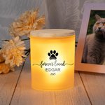 Personalisierte Haustier Fußabdrücke für immer geliebt LED Kerze Jar mit Namen und Datum Memorial Kondolenz Sympathie Haustier Verlust Geschenk für Tierbesitzer