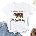 Personalized Floral Cute Bear Paw Print T-shirt Sweatshirt with Title and 1-12 Names Mother's Day Birthday Gift for Mom Grandma Family