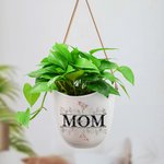 Personalized 1-12 Birth Flowers Ceramic Planter Pot with Drainage and Bamboo Base Birthday Mother's Day Gift for Mom Grandma