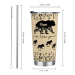 Personalisierte niedliche Mama Bär 20 oz Becher mit 1-12 Kind Bär Namen und Stroh Muttertag Geburtstag Geschenk für Mama Oma
