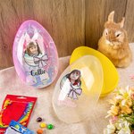 Personalisiertes Gesicht Foto Jumbo Osterei mit Namen Zerbrochenem Eierschalen-Design Osterkorb Füller Ostersüßigkeiten Box Ostern Geschenk für Kinder