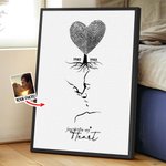 Gepersonaliseerde Hart Vingerafdrukken Boom Gezicht Contouren Canvas Poster Framed Frameless schilderij Wanddecoratie Valentijnsdag Verjaardagscadeau voor paar