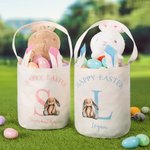 Personalisierte niedliche Hase Frohe Ostern anfängliche Design wiederverwendbare Hasenohren Korb mit Namen Party Gunst Ostern Jagd Geburtstag Geschenk für Kinder Familie