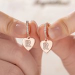 Pendientes personalizados en forma de corazón retro con circonita Día de la Madre Aniversario Cumpleaños Regalo para ella