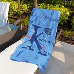 Toalla de playa de gran tamaño de secado rápido con iniciales de animales marinos personalizada Accesorios de viaje Vacaciones de verano Regalo de cumpleaños para la familia Amigos Niños