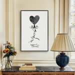Gepersonaliseerde Hart Vingerafdrukken Boom Gezicht Contouren Canvas Poster Framed Frameless schilderij Wanddecoratie Valentijnsdag Verjaardagscadeau voor paar
