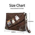 Personalisierte Vintage Cartoon 1-5 Hunde Katzen Lederhandtasche mit Reißverschluss Brieftasche mit Namen tragbare Clutch Tasche Geburtstagsgeschenk für Tierliebhaber Besitzer