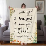 Personalized 1-8 Handwriting Photos Design Soft Throw Blanket with Name and Age Home Decor Mother's Day Birthday Gift for Mom Grandma