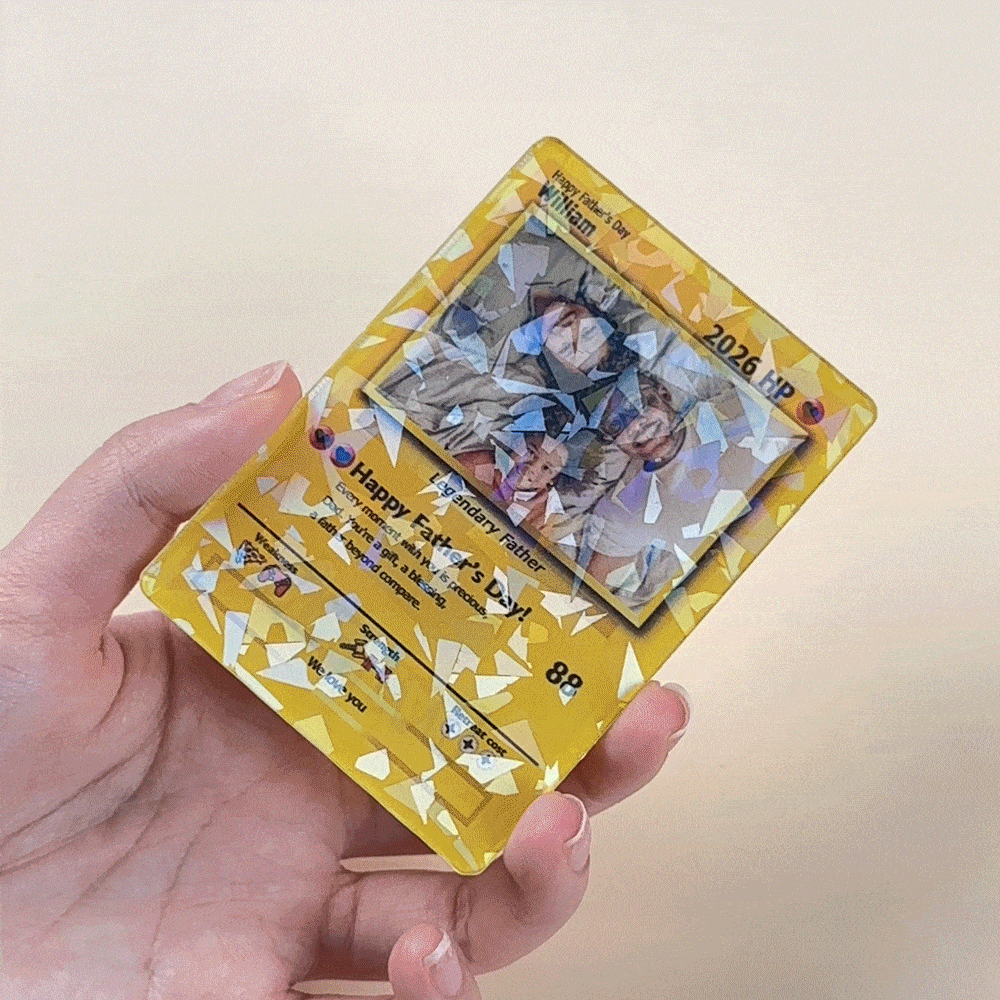 Gepersonaliseerde Foto Klassieke TCG Pokékaart met Tekst en Houten Standaard Vaderdag Valentijnsdag Verjaardagscadeau voor Koppels en Vrienden