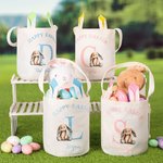 Personalisierte niedliche Hase Frohe Ostern anfängliche Design wiederverwendbare Hasenohren Korb mit Namen Party Gunst Ostern Jagd Geburtstag Geschenk für Kinder Familie