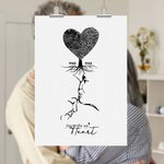 Gepersonaliseerde Hart Vingerafdrukken Boom Gezicht Contouren Canvas Poster Framed Frameless schilderij Wanddecoratie Valentijnsdag Verjaardagscadeau voor paar