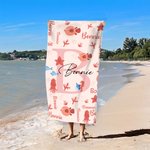 Toalla de playa de gran tamaño de secado rápido con iniciales de animales marinos personalizada Accesorios de viaje Vacaciones de verano Regalo de cumpleaños para la familia Amigos Niños