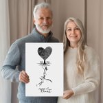 Gepersonaliseerde Hart Vingerafdrukken Boom Gezicht Contouren Canvas Poster Framed Frameless schilderij Wanddecoratie Valentijnsdag Verjaardagscadeau voor paar