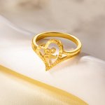 Personalizada de Oro de la vendimia de corte de diamante inclinado anillo de la letra del corazón con la inicial delicada joyería de cumpleaños regalo de aniversario para las mujeres