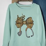 Personalizada Multicolor Lazo Estetoscopio Camiseta Sudadera con Nombre Enfermera Semana Cumpleaños Apreciación Regalo para Enfermera Médico Personal
