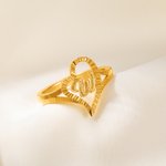 Personalizada de Oro de la vendimia de corte de diamante inclinado anillo de la letra del corazón con la inicial delicada joyería de cumpleaños regalo de aniversario para las mujeres