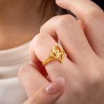 Personalizada de Oro de la vendimia de corte de diamante inclinado anillo de la letra del corazón con la inicial delicada joyería de cumpleaños regalo de aniversario para las mujeres