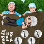 Personalised Cartoon Golf Player Design Soft Throw Blanket with Title and 1-12 Names Home Decor Birthday Gift for Family Golf Enthusiasts