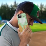 Personligt dubbellagrat mobilskal för iPhone med namn och nummer Födelsedagspresent för basebollälskare - Ice Cream Cone Drip Baseball