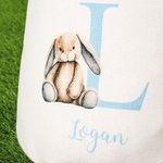 Personalisierte niedliche Hase Frohe Ostern anfängliche Design wiederverwendbare Hasenohren Korb mit Namen Party Gunst Ostern Jagd Geburtstag Geschenk für Kinder Familie