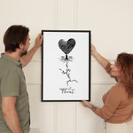Gepersonaliseerde Hart Vingerafdrukken Boom Gezicht Contouren Canvas Poster Framed Frameless schilderij Wanddecoratie Valentijnsdag Verjaardagscadeau voor paar
