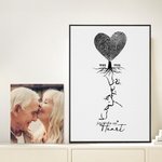 Gepersonaliseerde Hart Vingerafdrukken Boom Gezicht Contouren Canvas Poster Framed Frameless schilderij Wanddecoratie Valentijnsdag Verjaardagscadeau voor paar