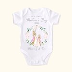 Personnalisé 100% coton Our First Mother's Day Flower Ring Rabbit Cartoon Style Baby Onesie with Name Gift for Mother New Born