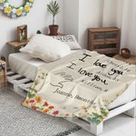 Personalized 1-8 Handwriting Photos Design Soft Throw Blanket with Name and Age Home Decor Mother's Day Birthday Gift for Mom Grandma