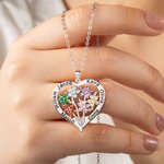 Personalized 1-8 Birthstone Flowers Necklace with Engraved Names Dainty Family Jewellery Birthday Anniversary Mother's Day Gift for Women