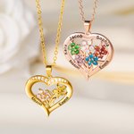 Personalized 1-8 Birthstone Flowers Necklace with Engraved Names Dainty Family Jewellery Birthday Anniversary Mother's Day Gift for Women